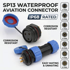SP13 Waterproof Aviation Connector IP68 Panel Mount Cable Plug Socket 2 3 4 5 6 7 9 Pin Circular Connector Back Nut Set