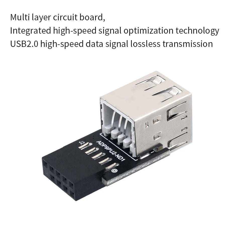 TISHRIC 9Pin To 2 Ports USB 2.0 Expansion Card USB 2.0 Motherboard Header 9pin to 2 Ports USB 2.0 Dual USB A 9 Pin Female Adapt