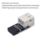TISHRIC 9Pin To 2 Ports USB 2.0 Expansion Card USB 2.0 Motherboard Header 9pin to 2 Ports USB 2.0 Dual USB A 9 Pin Female Adapt