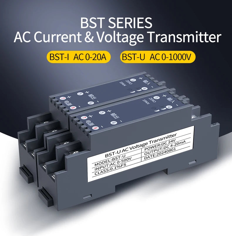 AC DC Current Transmitter 4-20mA 0-10V Current Transducer 0-1A 0-2A 0-5A 0-10A 4-20mA Current Sensor RS485 Current Transmitter