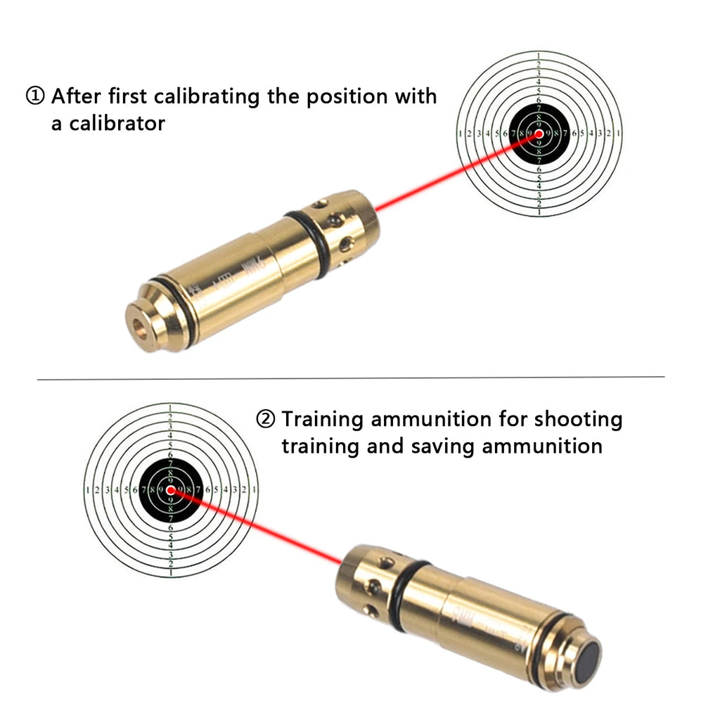 Tactical 9mm Red Dot Laser Training Bore Sight 9x19mm/380ACP/40S&W/223Rem Laser Training Bullet Dry Fire Laser Trainer Cartridge