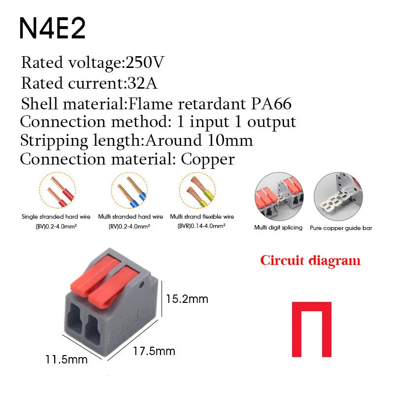 1PC Wire Connector Electric Cable Led Conectors Fast Terminals Blocks Docking Butt Household Electrician Tools For 4mm² 6mm²
