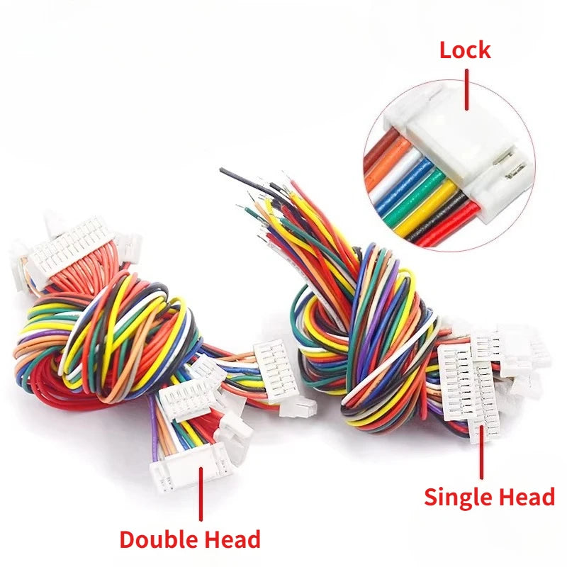10pcs GH1.25 15/30/50/100cm Single/Double Side Terminal Crimped with Lock JSTA1257 2P-12P 1571# 28AWG Electronic Wire Cable