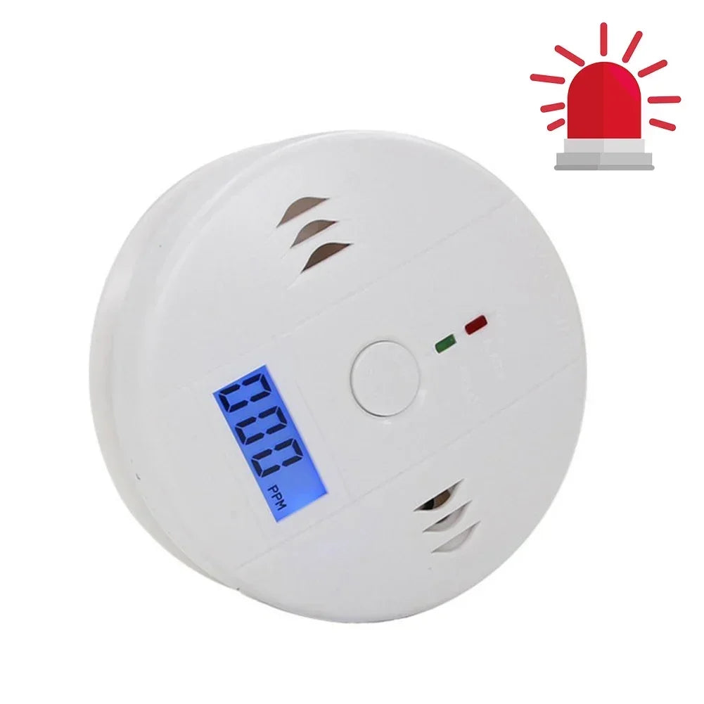 LCD CO Sensor Alarm Carbon Monoxide Poisoning Smoke Detector Built In 85dB Siren Independent Co Poisoning Warning Detector