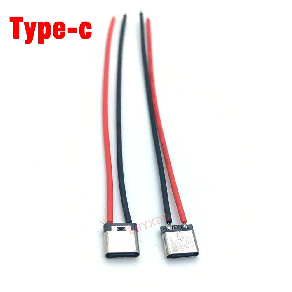 5Pcs Micro USB Type-C 2Pin Horizontal / Vertical 2P Simple Soldered Male Plug-in Board Quick Charging USB-C Connector
