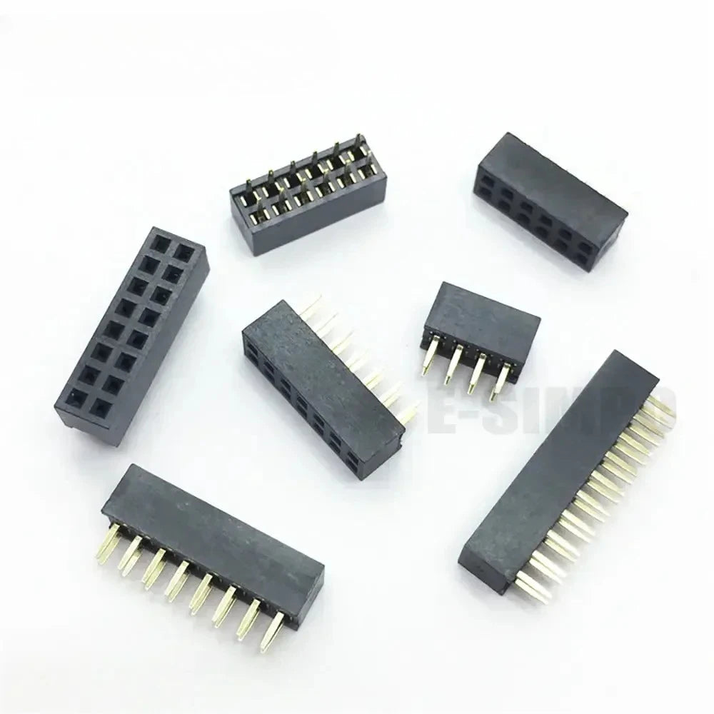 10pcs 2.0mm Double Row Straight Female 2-40P Pin Header Socket Connector 2x2-25Pin PH=4.3/6.35/2.0MMGold-plated PCB Connector