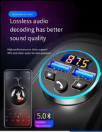 Car Bluetooth Receiver with Lossless Audio Quality MP3 Player, Car Adapter with Cigarette Lighter Socket and Charger