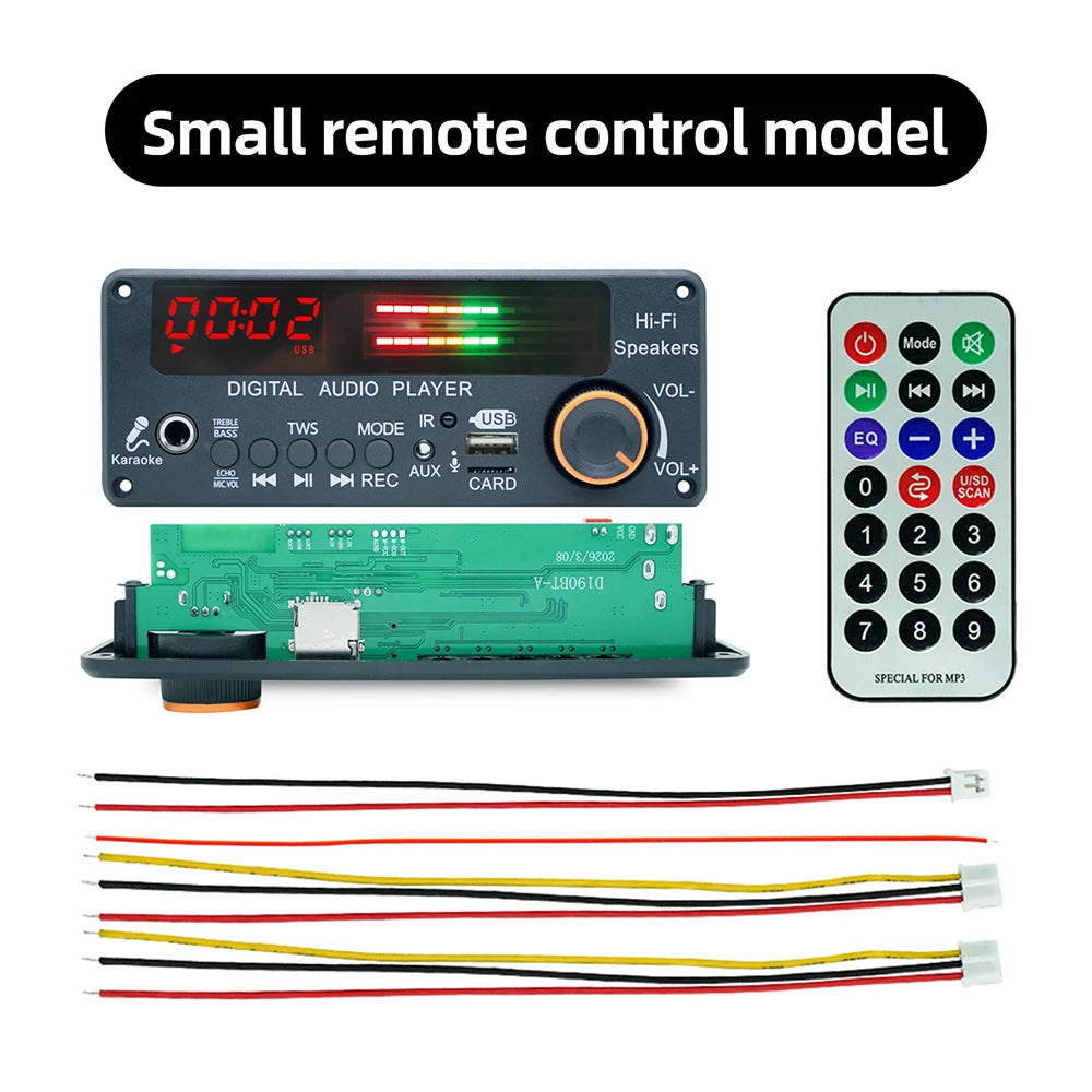DC12V MP3 WMA WAV Decoder Board Bluetooth 5.3 Handsfree Car Audio Microphone USB TF FM DIY Music Player