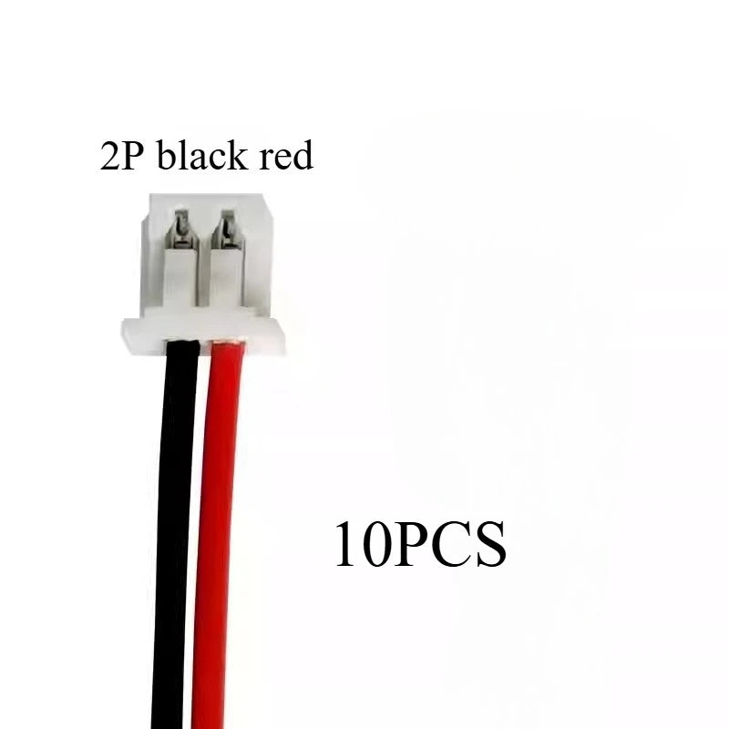 10PCS MX 1.25mm 2 Pin Cable Connector 1.25MM JST 2P red and black Single Head Plug Electronic Wire Connector 100mm 50mm