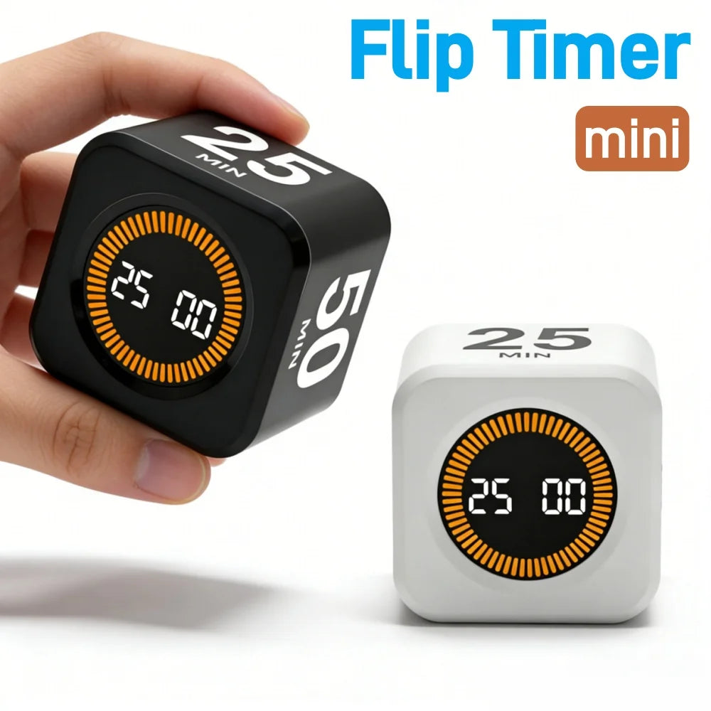 Rotating Pomodoro Timer Preset, Desk Productivity Flip Timer, ADHD Tool Cube Countdown Stopwatch for Study, School, Kitchen Work