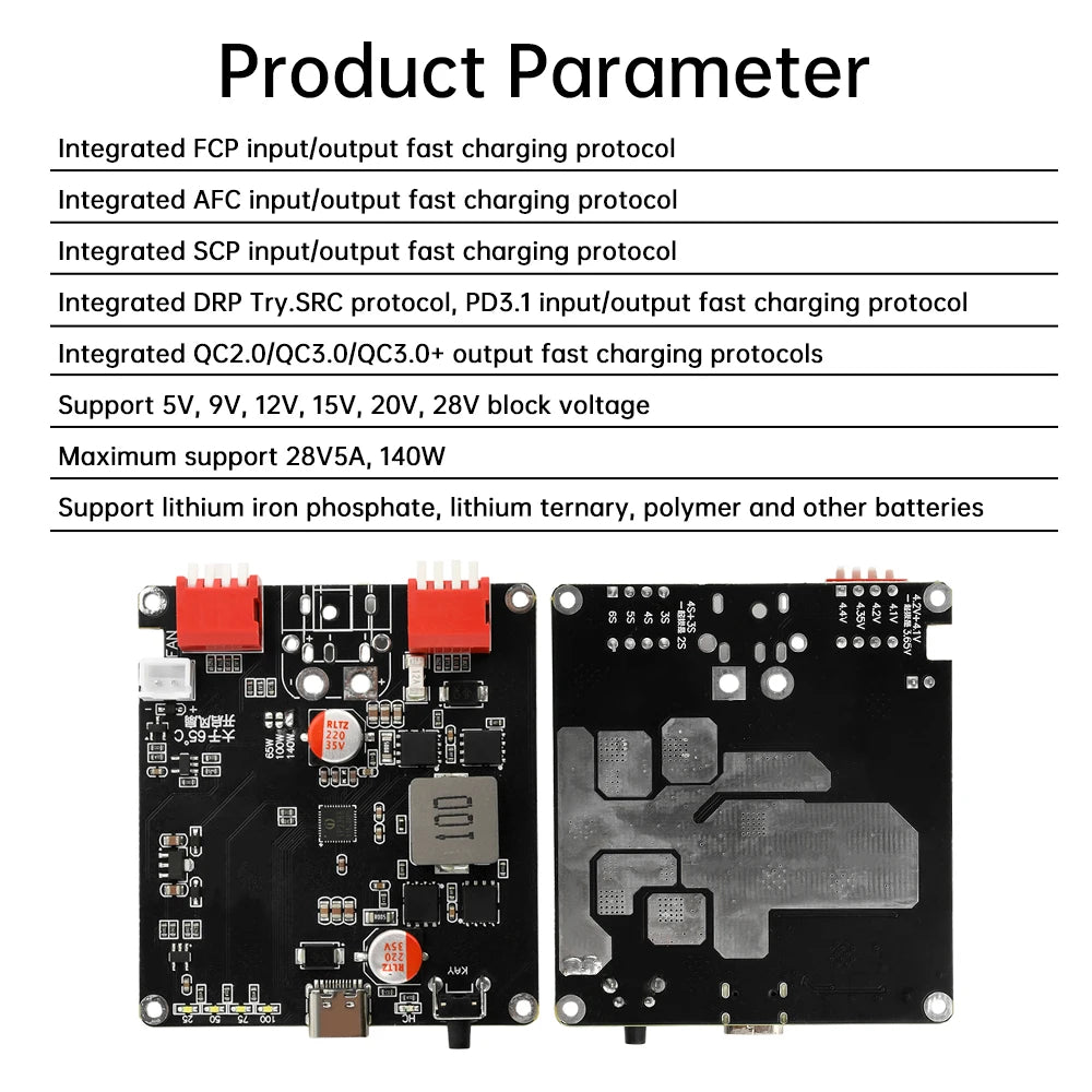 140W 2S 3S 4S 5S 6S Lithium Battery Charging Board Bidirectional Fast Charging Li-ion Lifepo4 BMS Charger Type-C IP2366 PD3.1