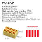 Wire Connectors Push-in Electrical Cable Terminal Block Multiple In Multiple Out Spliceable Mount On Din Rail With Fixing Hole