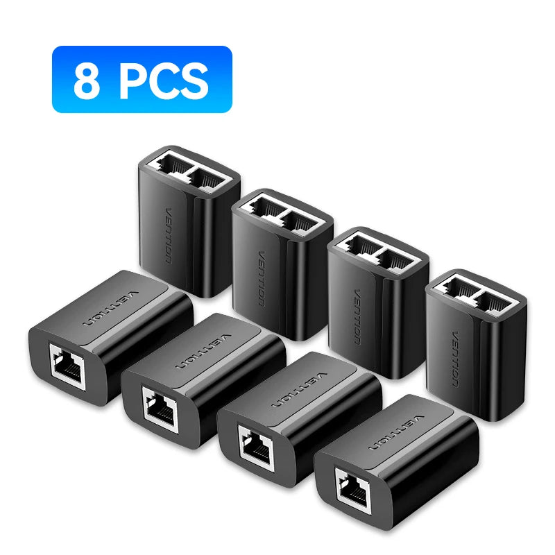 Vention RJ45 Splitter Connector Adapter 1 to 2 Ways Ethernet Splitter Coupler Contact Modular Plug Connect Laptop Ethernet Cable