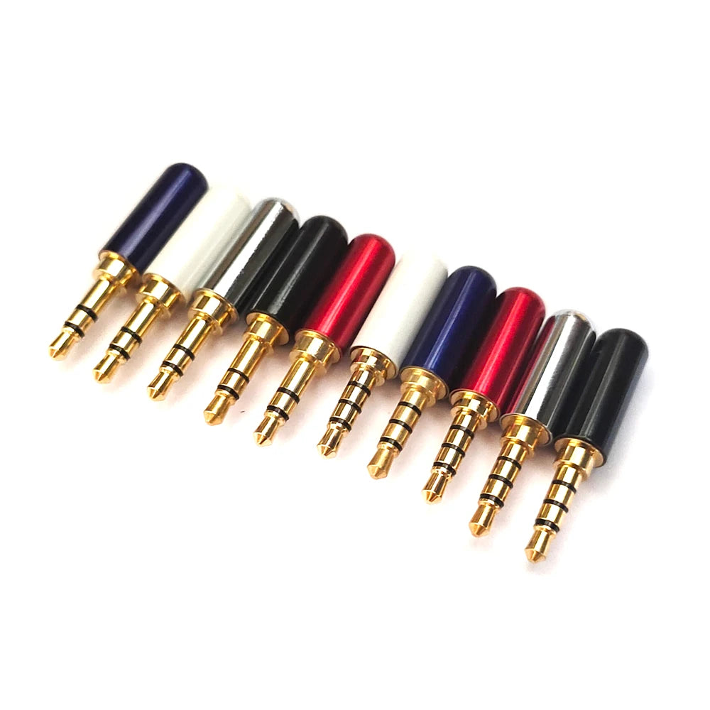 2/5PCS Copper 3/4 Pole 3.5MM Plug Male Headphone Jack with Clip 3.5MM Stereo Audio Connector for 4mm Cable Adapter