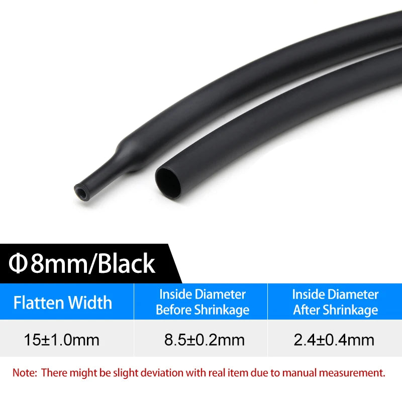 4:1 Double Wall Adhesive Heat Shrink Tubing Black Polyolefin Glue Lined Tube 4-52mm Waterproof Wire Cable Protective Sleeve