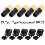 10pcs/5Sets New 3Pins Waterproof Locking Male Cable Plug+Female Chassis NAC3MPX or NAC3MX-W+NAC3FPX+Powercon Connector NAC3FX-W
