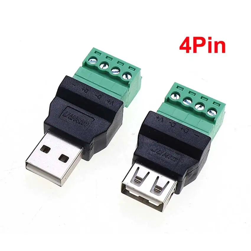 USB 2.0 Connector Avoid Welding Plugs USB Type A Male Female to 4Pin 5pin Screw Terminal Socket Adapter Plug For Computer TV
