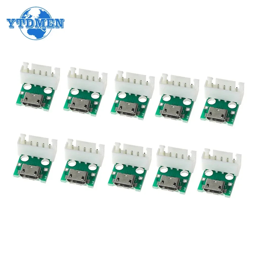 10pcs Female Connector MICRO USB To DIP Adapter 2.54mm 5pin Connector DIP PCB Adapter Breakout Board