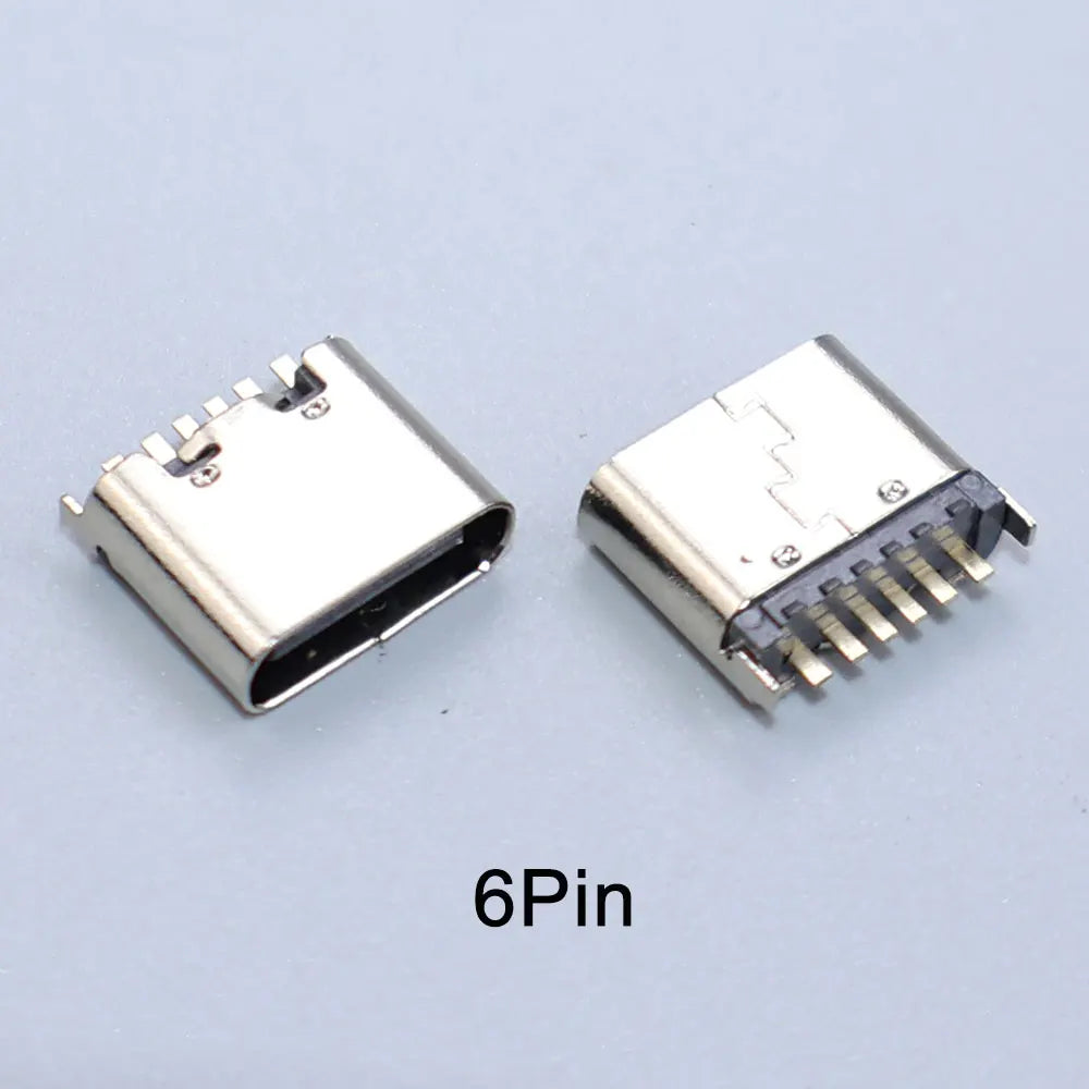 JCD 10PCS 2/6/16/24 Pin Type-C Charging Port USB-C Female Connector Charger Socket PCB Soldering SMD SMT DIY Repair Adapter