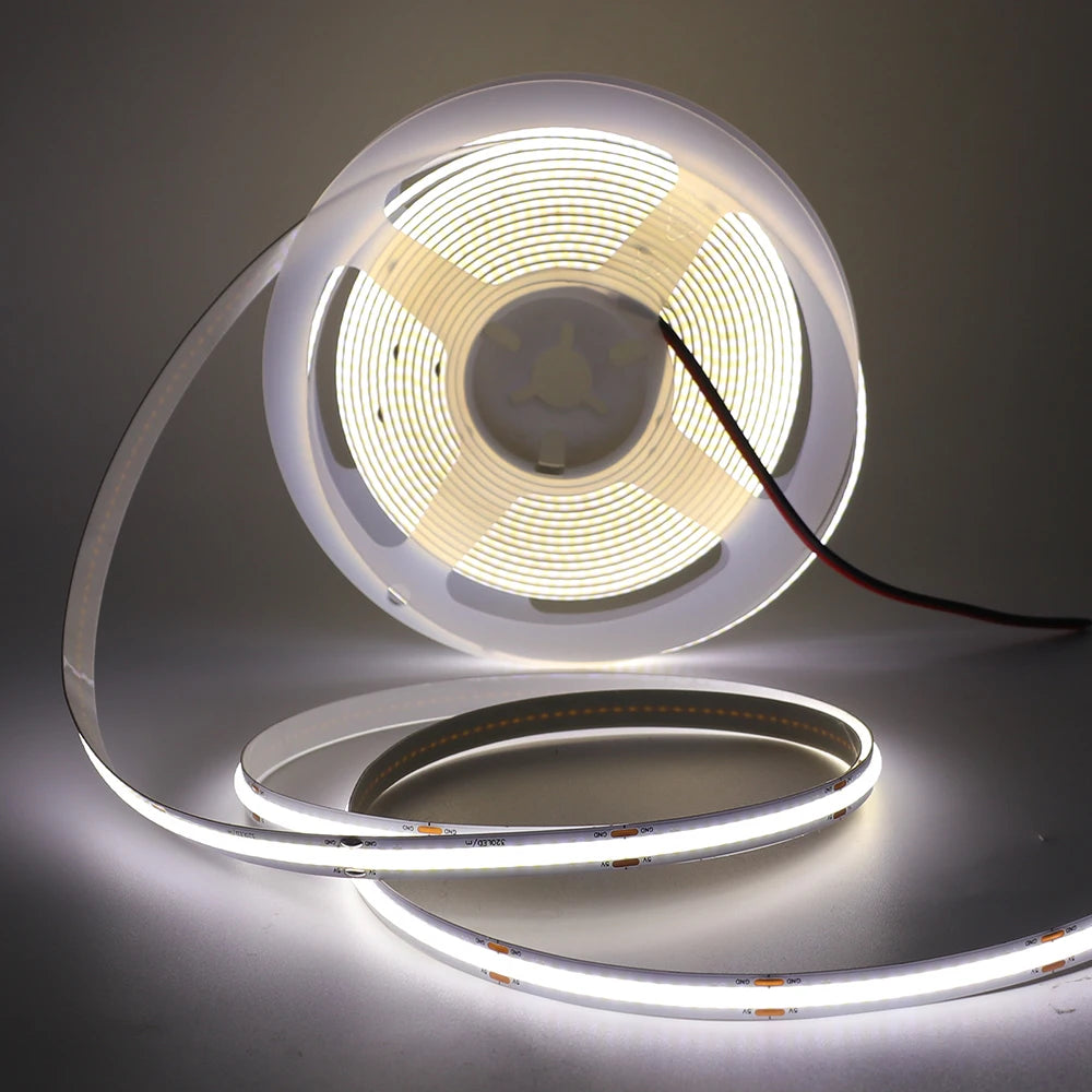 3mm 5mm 8mm PCB COB LED Strip Light 5V 12V 24V 320LEDs/m High Brightness Flexible Tape Warm Natural White Red Green Blue 0.5m 5m