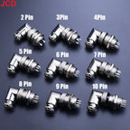 JCD GX16 90 Degree Right Angle 16mm Aviation Connector Elbow M16-2 3 4 5 6 7 8 9 10 Pin Female Plug Male Chassis Mount Socket