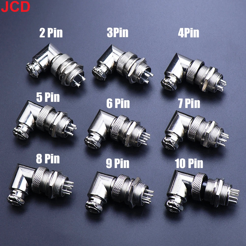 JCD GX16 90 Degree Right Angle 16mm Aviation Connector Elbow M16-2 3 4 5 6 7 8 9 10 Pin Female Plug Male Chassis Mount Socket