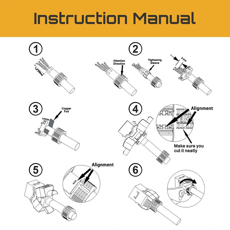 Hoolnx CAT8 CAT7 CAT6A CAT6 Tool less RJ45 Keystone Jack, Metal Zinc Alloy Self-locking Tool Free STP Shielded Module Coupler