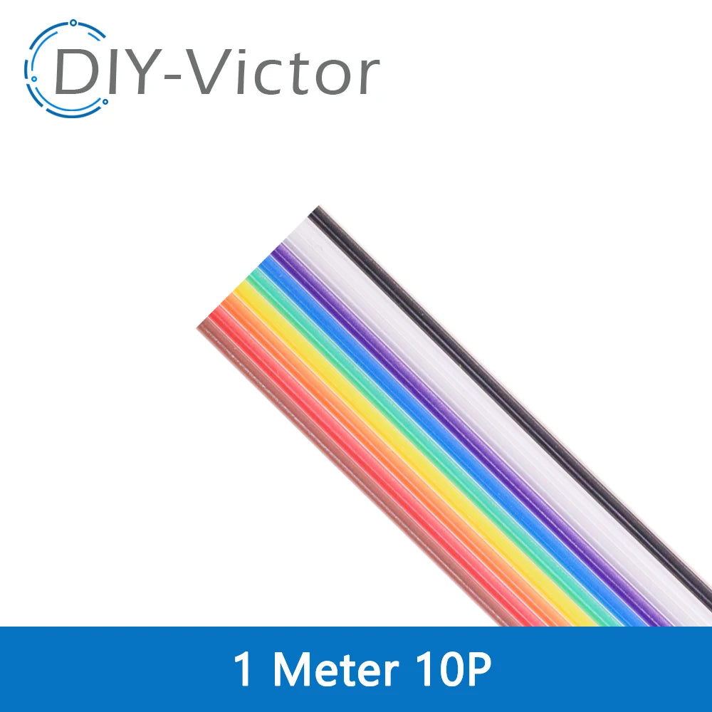 1Meter 10P/12P/14P/16P/20P/26P/34P/40P/50P 1.27mm PITCH Color Flat Ribbon Cable Rainbow DuPont Wire for FC Dupont Connector