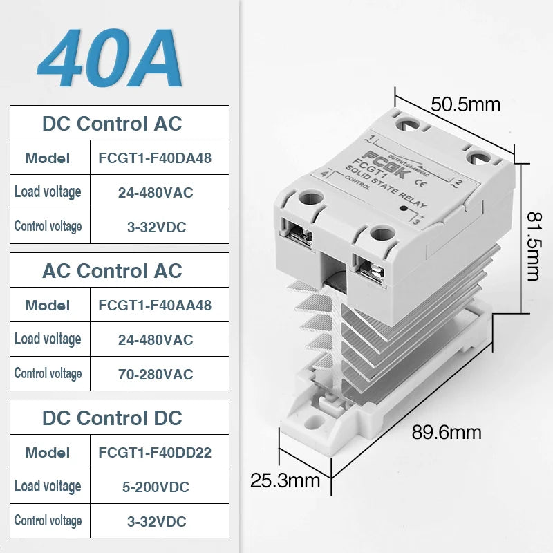 10A 25A 40A 60A 80A 100A Single Phase Slim SSR Solid State Relay With Heat Sink Industrial Relay DIN Rail Mount