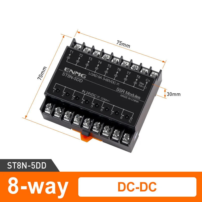 Optically Isolated Multi-Circuit Solid State Relay Module 24V DC Control DC DIN-Rail Module 220V AC PLC Output Amplifier Control