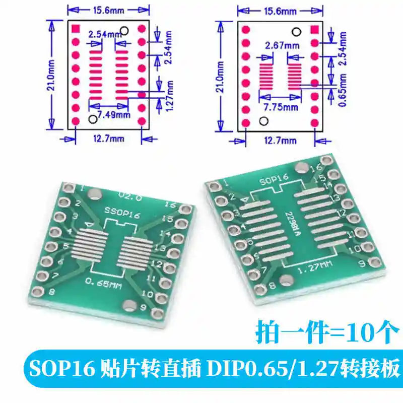 10-100PCS Javino PCB Board Kit SMD Turn To DIP Adapter Converter Plate SOP MSOP SSOP TSSOP SOT23 8 10 14 16 20 28 SMT To DIP