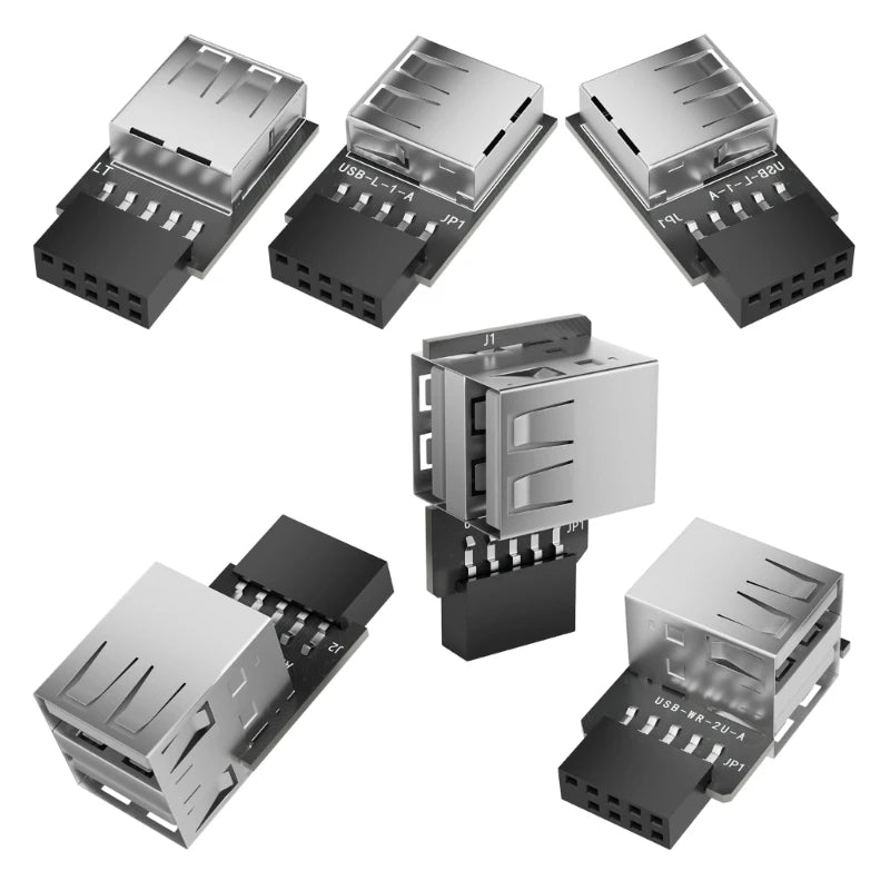 USB2.0 To Motherboards 9Pin Header Adapter Converts Internal 1/2 USB Female To 9pin Connector For Desktop Expansion