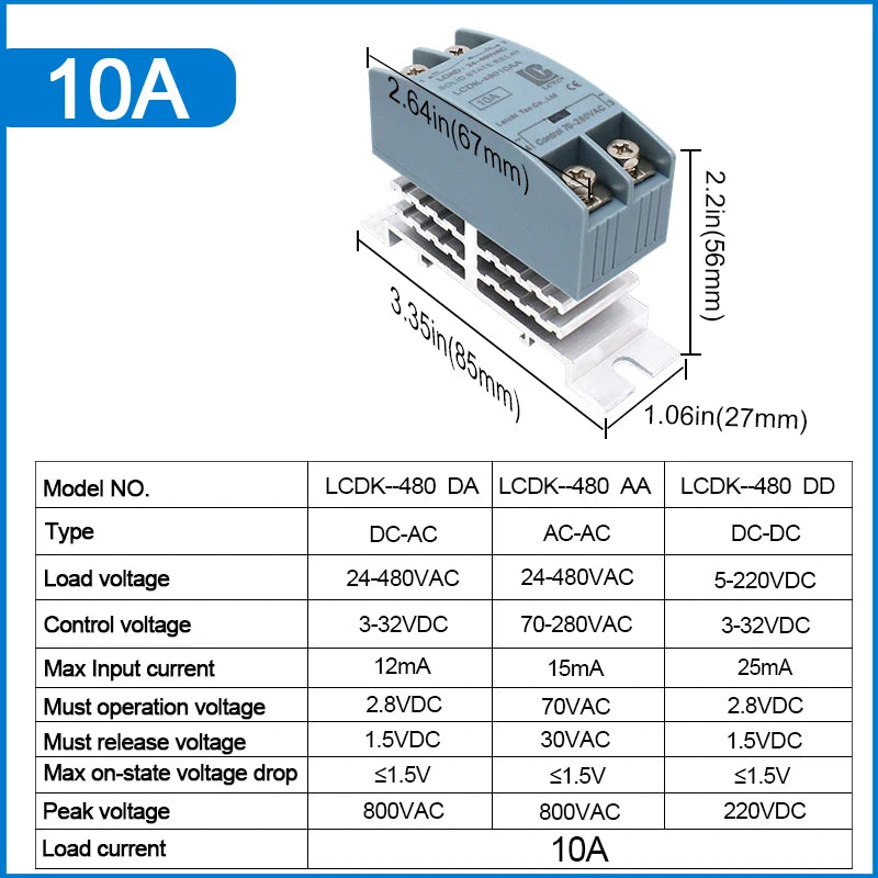 SSR Solid State Relay DIN Rail Relay With Heatsink 10A 25A 40A 60A 80A 100A 120A DC - AC DC - DC AC - AC Single Phase Control