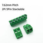 10PCS Screw PCB Terminals KF7620 7.62mm Pitch 2P/3Pin Stackable Green Connector