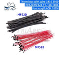 10PCS B3950 B3435 1% NTC Thermistor Thermal Resistor MF52B MF52D 10K 100K Probe strap wire 6CM 10CM Temperature control sensor