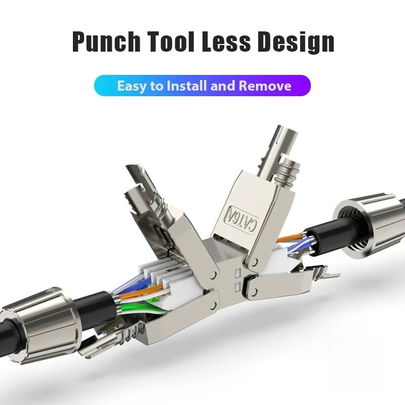 Tool Free RJ45 Cable Extender Junction Adapter, CAT6A CAT7 Ethernet Coupler Network Cable Extension Connector Toolless