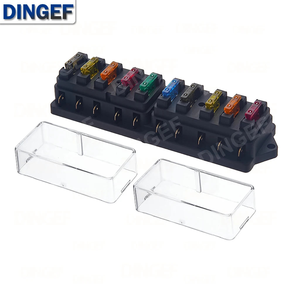 4/6/8/12 Way Car Fuse Box Car Fuse Holder Car Truck Auto Blade Fuse Box with 4/6/8/12 Fuses for 12V 24V ATO Standard Circuit