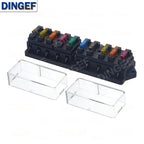 4/6/8/12 Way Car Fuse Box Car Fuse Holder Car Truck Auto Blade Fuse Box with 4/6/8/12 Fuses for 12V 24V ATO Standard Circuit