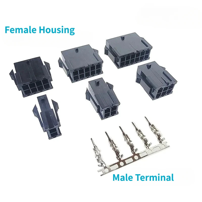 10Set Molex 3.0mm Double Row Connector Plug-in Male Female Housing Terminals 2*1/2/3/4/5/6/7/8/9/10/11/12P