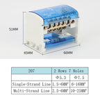 Din Rail Terminal Block NHC01 Series Power Distribution Box Junction Box 207/211/215/407/415 Modular Zero Line Neutral Copper