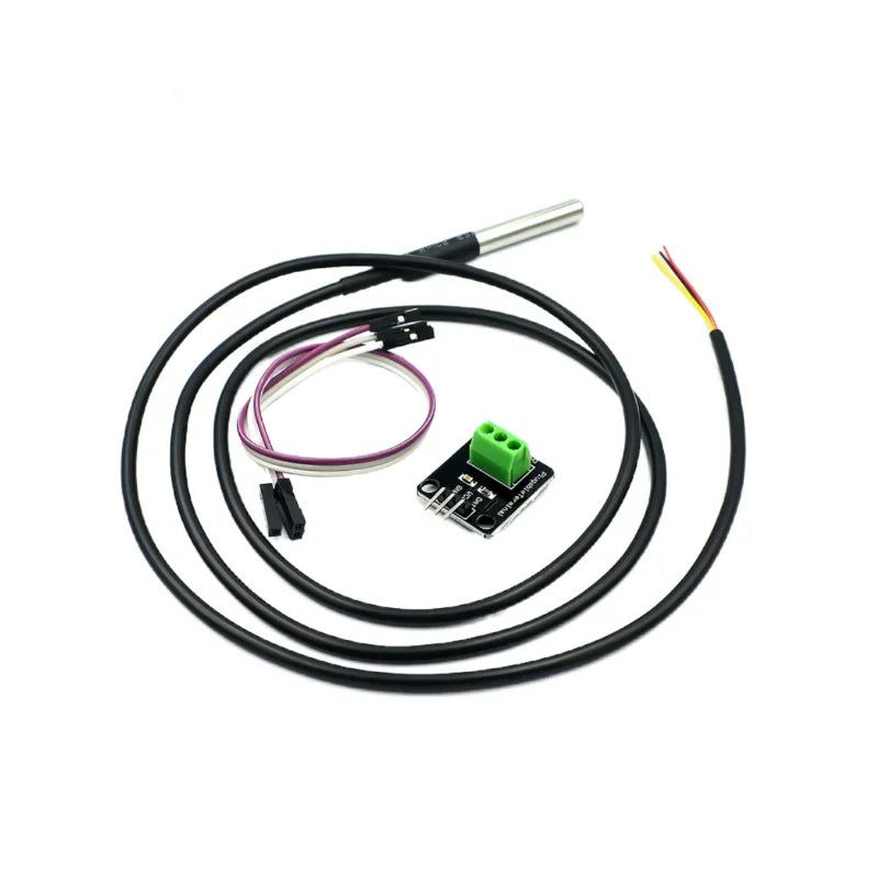 DS18B20 Temperature Sensor Module Kit Waterproof 1M 1-5M Digital Sensor Cable Stainless Steel Probe Terminal Adapter for Arduino