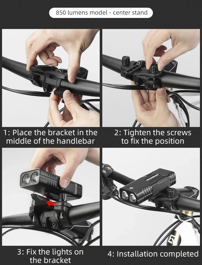 ROCKBROS Bicycle Light  2T6 LED 10W 10000 mAh Bike Front Lamp Flashlight Cycling Equipment MTB  Road Bike Flashlight