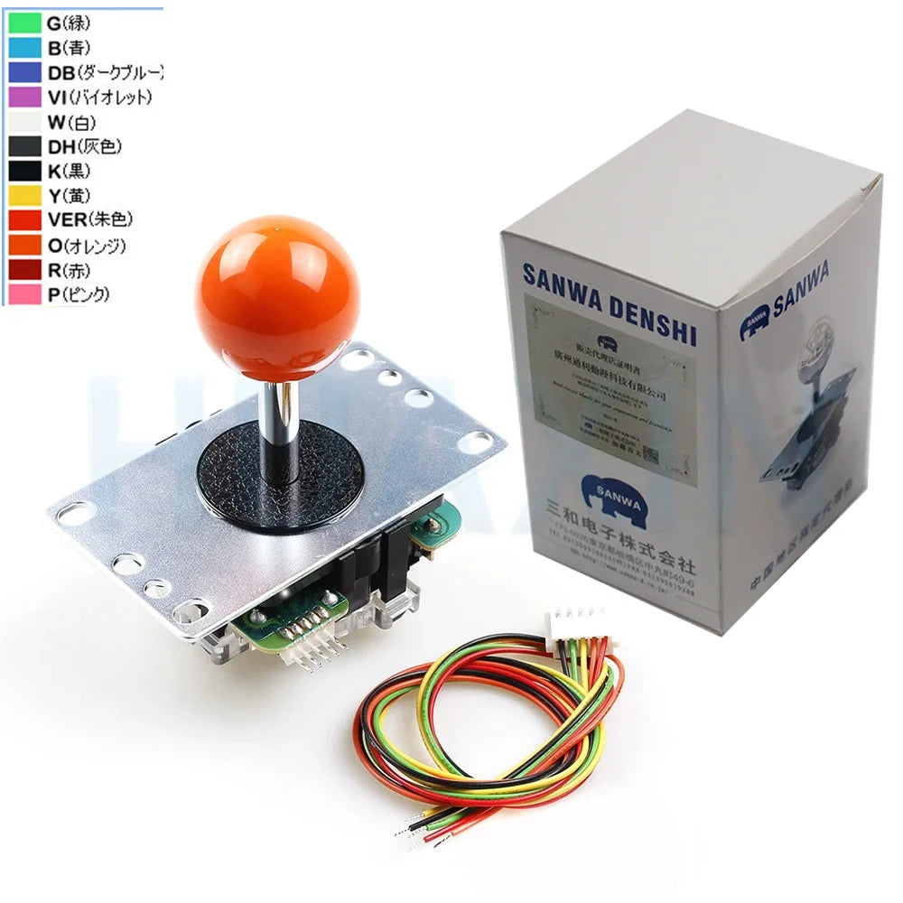 Original Japan Sanwa Joystick JLF TP 8YT Fighting Rocker With Topball 5pin Wire Jamma Arcade Vending Game PC PS3 XBOX Kit DIY