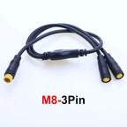 M6 M8 1 Male To 2 Female 2/3/4/5/6 Pin Ebike Splitter Sensor Connector Plug Electric Bicycle Butt Waterproof Cable Joint 40CM
