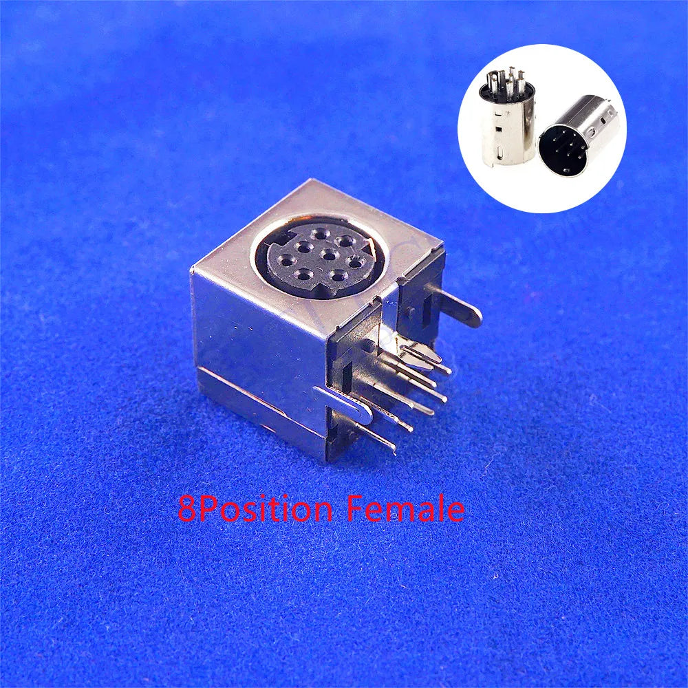 10 Pcs Connnector Mini Din 3 4 5 6 7 8 9 Pin Female Circular Receptacle Power Sockets MD-SM Shield Right Angle Through Holes PCB