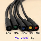 1m M6 M8 2 3 4 5 6 Pin Core Male To Female Julet Electric Butt Cable Plug Connector Scooter Brake Waterproof Signal Sensor Cord