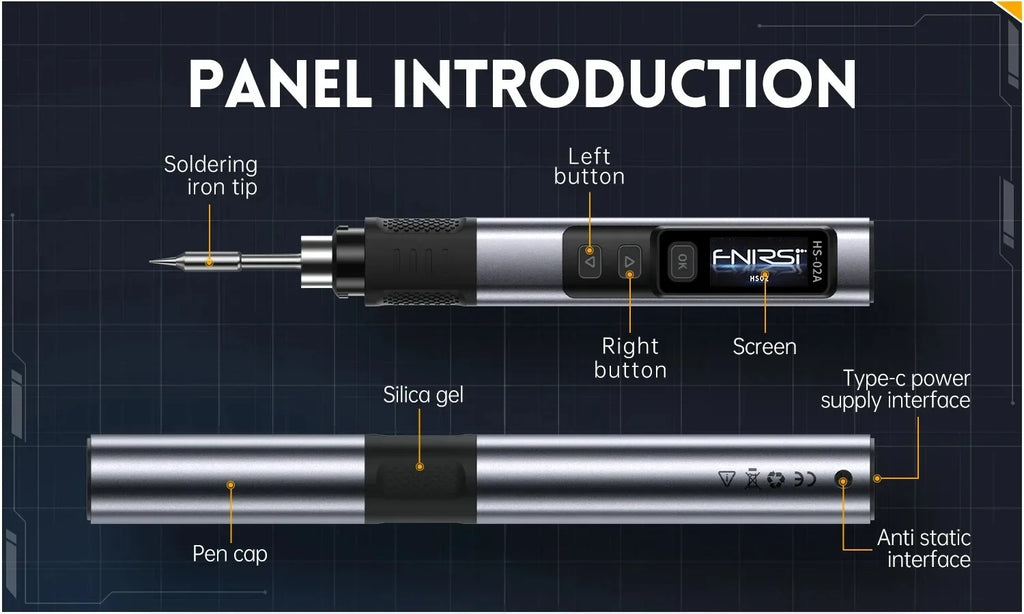 FNIRSI HS-02 Portable Intelligent Soldering Iron 100-450℃ Fast Heat Up 100W Type-C PD Fast Charging for Welding Repair Tools