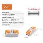 5/10PCS 2/3Ports Electrical Wire Connectors Fast Compact Push-in Terminal Block Wiring Cable Butt Connection Splitter With Lever