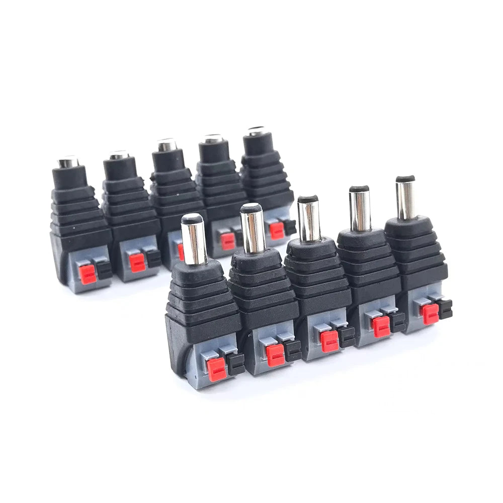 Male Female Socket Barrel Adapter 12V DC Power Connector Plug Jack for CCTV Camera LED Strip Supply Terminal 2.1mm X 5.5mm