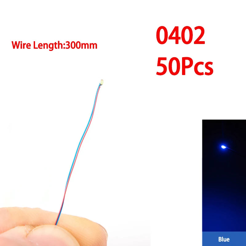 50pcs 0805 1206 SMD Lamp Wired Micro Led Pre-Soldered Micro Litz Wired Chip 30cm 3V Railway Model Scenes Light DIY Leads Wires